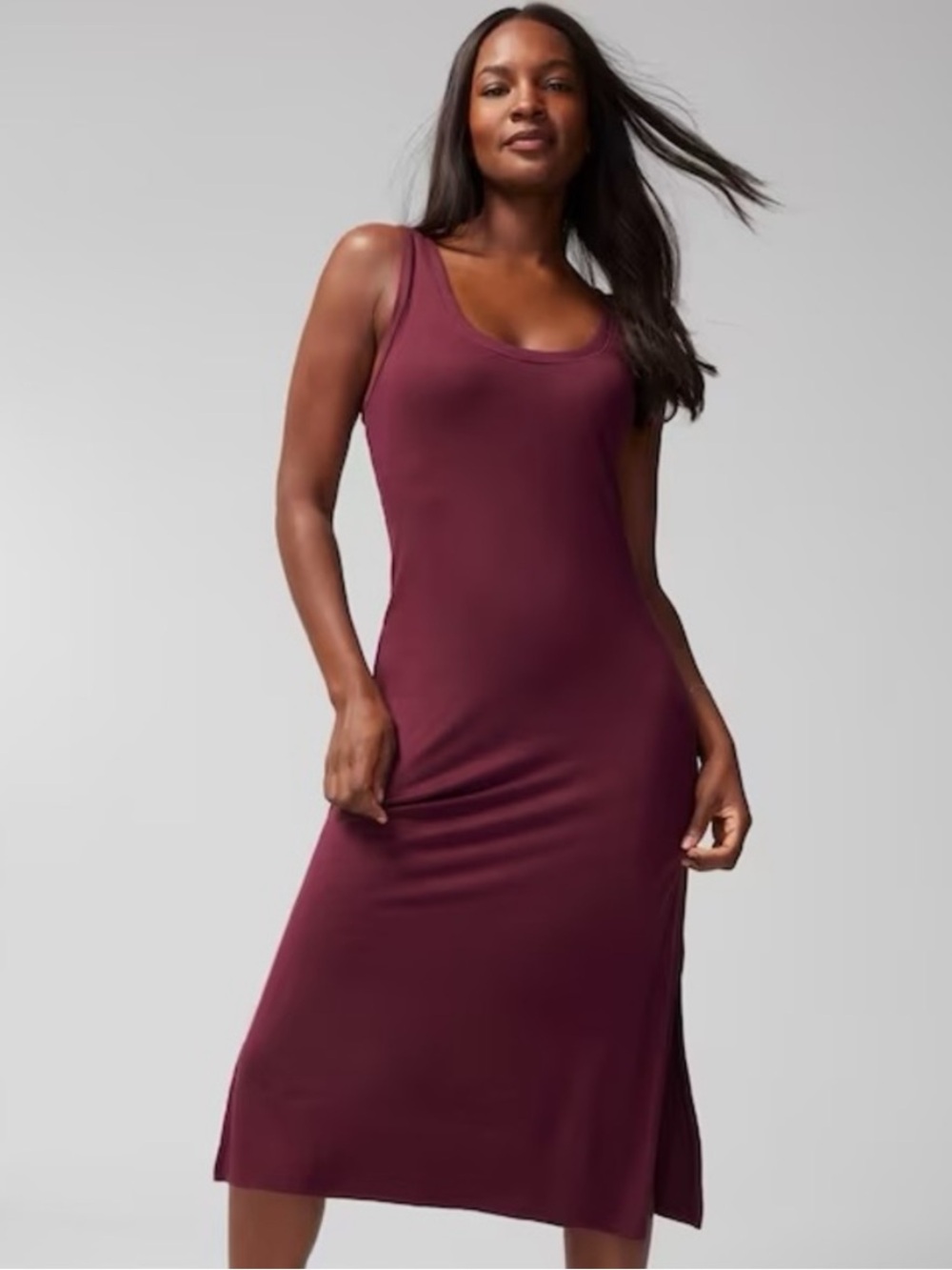 SOMA COOL NIGHTS AND DAYS TANK LOUNGER Sz M Sleeveless Midi Dress Burgundy